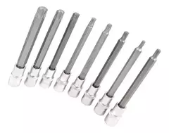 Juego Tubos Torx Extra Largos 8 Piezas Enc 1/2'' Eurotech