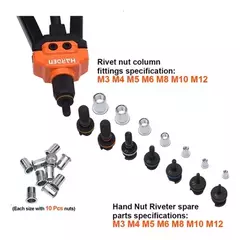 Remachadora De Rosca Para Tuercas T / Tijera M3 A M12 Harden