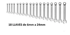 Set Juego 19 Llaves Combinada Acodada 6 A 24mm Taller Bremen