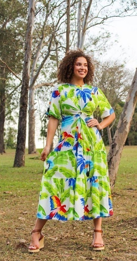 lindo vestido frescor tropical da farm