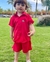 Conjunto Infantil liso vermelho Croco Mauricinho moda blogueirinho