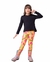 Calça Legging Infantil Laranja com Estampa Digital Flores e Animal Print - comprar online