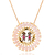 Colar Branca Corrente Veneziana com Pingente Mandala Filhas Cravejado de Navetes Rosa Ouro 18k