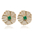 Brinco Esmaltado Clarice em Formato de Flor e Pedra Quadrada Verde Esmeralda Folheado em Ouro 18k - comprar online