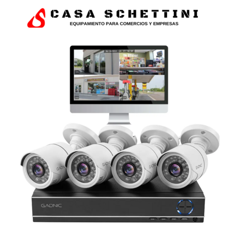 Cámaras de Seguridad PK1100 DVR Gadnic x 4 cámaras compatibles Interior y Exterior IP CCTV Visión Nocturna