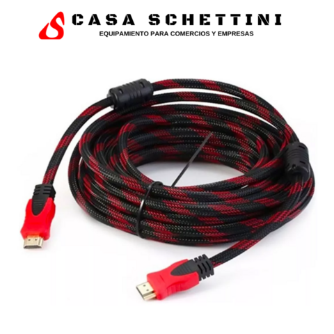 Cable Hdmi 5mts 1080p Mallado Reforzado Pc Gamer Fichas Oro Cámaras Filmadoras Tv