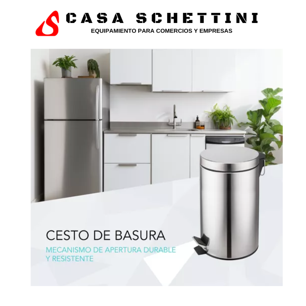 Tacho De Basura 30 Litros Acero Inoxidable Cesto Residuos Pedal