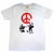 Camiseta 100% algodão branca estampa soldados pintando o símbolo da paz de Banksy.