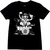 camiseta preta 100% algodão estampa inspirada no personagem Animal dos Muppets, o baterista selvagem e ícone dos bateristas.