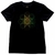Camiseta preta, 100% algodão com estampa fluorescente geometria circular