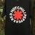foto no jardim, camiseta preta 100% algodão, estampa Red Hot Chili Peppers