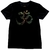 camiseta preta 100% algodão algodão com estampa fluorescente do símbolo do OM.