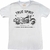 Camiseta branca 100% algodão, estampa moto antiga, frase True Spirit.