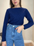 Blusa Malha Canelada de Algodão Emília - Azul na internet