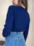 Blusa Malha Canelada de Algodão Emília - Azul - BELA FIORE
