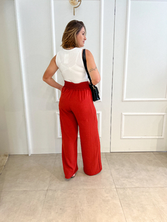 Calça Pantalona em Tecido Duna Plus size