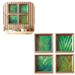 Quadros Folhagens Arvore do Viajante Verde Sala Mosaico Com Vidro