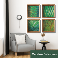 Quadros Folhagens Arvore do Viajante Verde Sala Mosaico Com Vidro - Bruna Store & Decor 