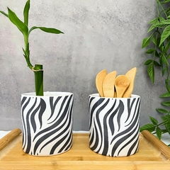 Cachepot Porta Pincel Maquiagem Zebra Cachepôs Vasos Animal Print Cerâmica Plantas Suculenta Grafite - comprar online