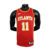 Regata Basquete NBA do Atlanta Hawks na cor Vermelha, gola careca com detalhes em amarelo, logo da Nike em branco no lado direito do peito estampas frente e costas da Regata em branco e amarelo na parte das costas fica a logo da NBA  