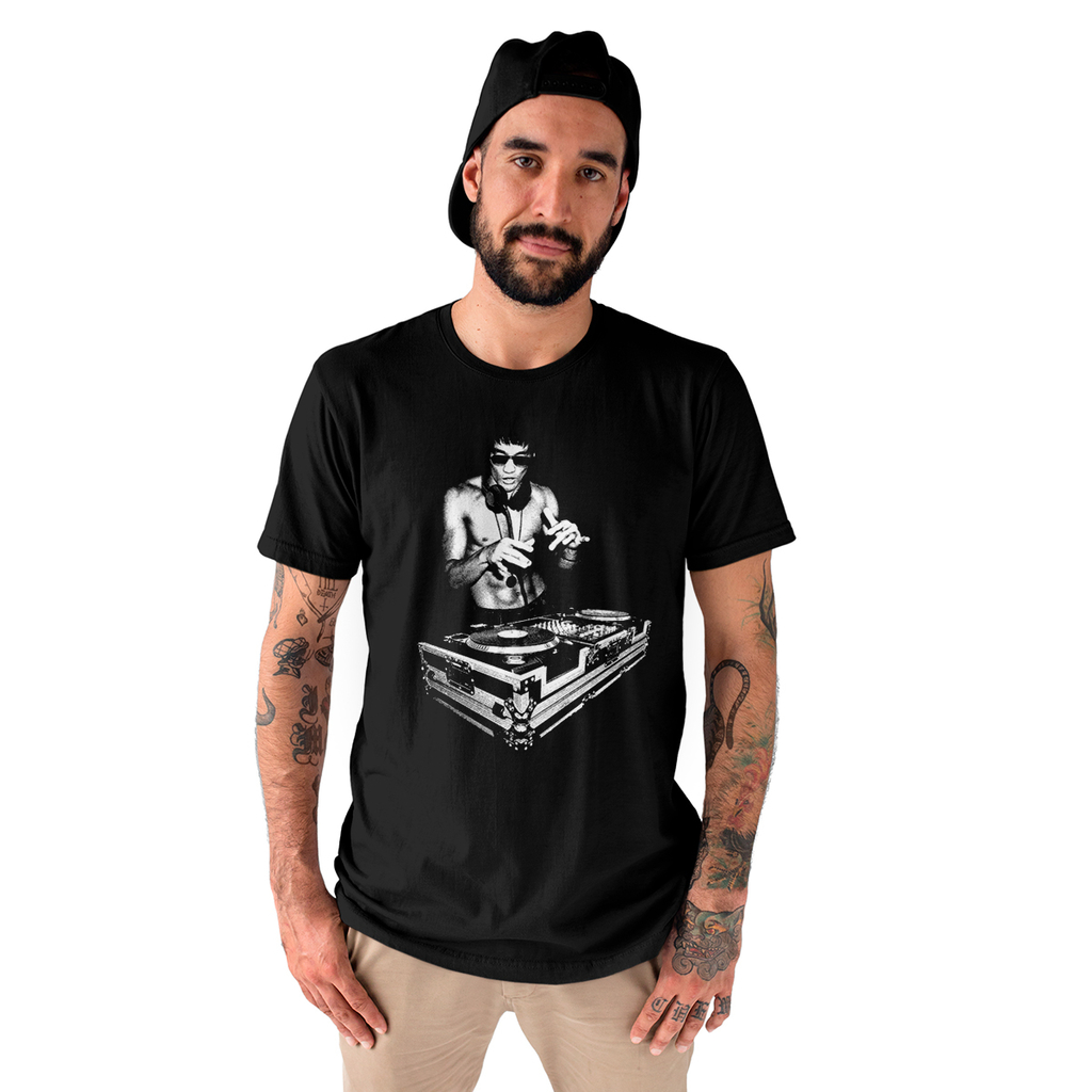 Camiseta Bruce Lee Dj Tony Stark Homem De Ferro Silk Cree