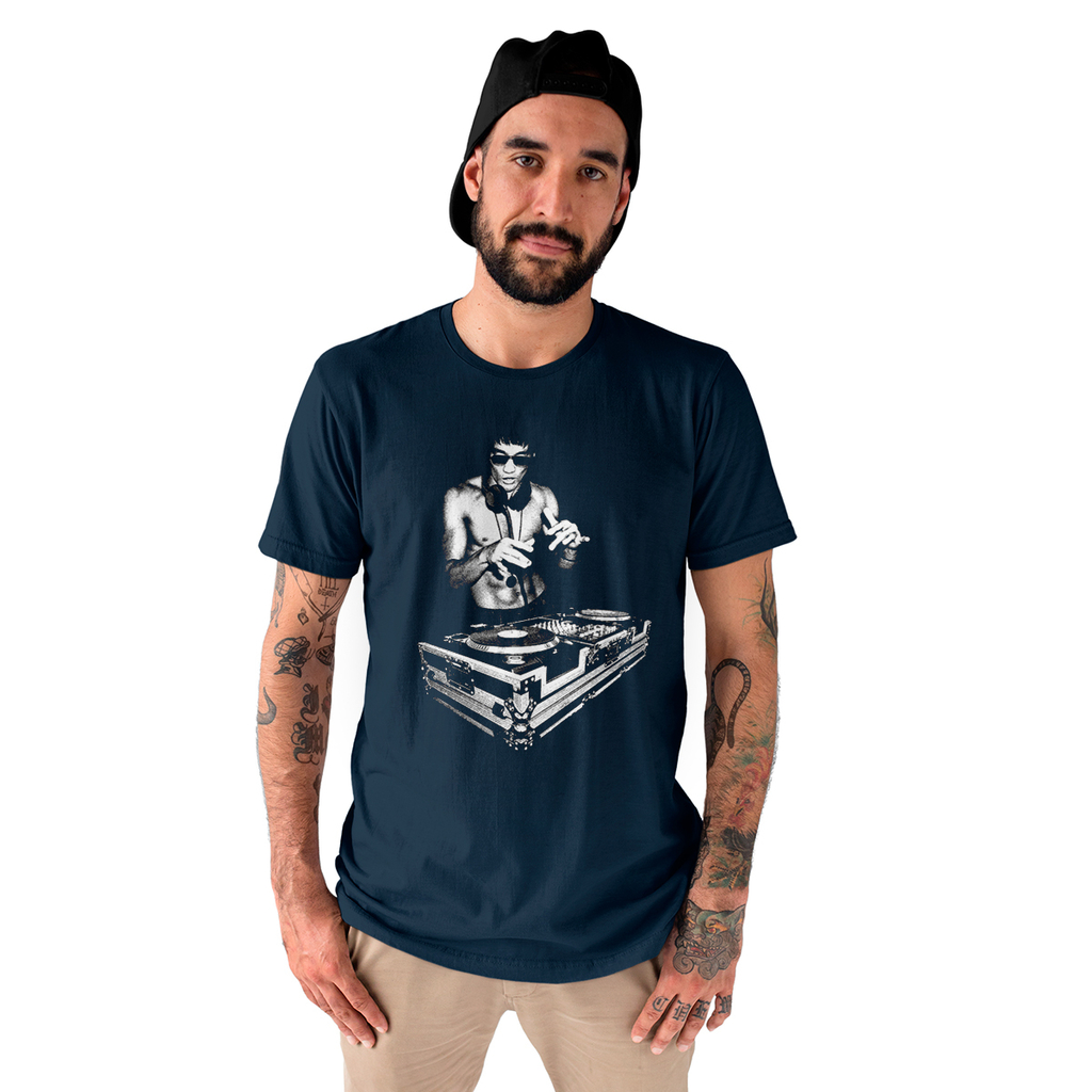 Camiseta Bruce Lee Dj Tony Stark Homem De Ferro Silk Cree