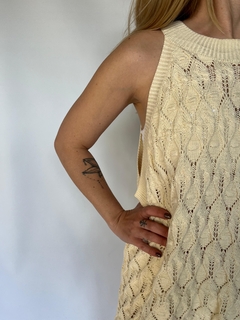VESTIDO CALADO DE HILO BEIGE C A T.XL findeferia