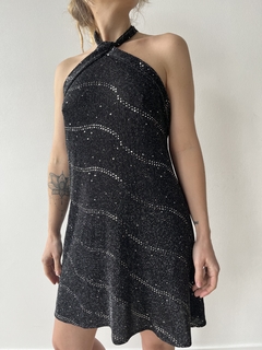 VESTIDO DE BRILLOS PLATEADO Y NEGRO · ZARA · T.M