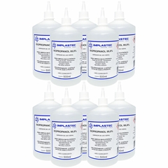 Kit 10 Álcool Isopropílico 99,8% Isopropanol 500ml Implastec