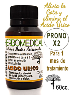 2 Tinturas Madre Acido Úrico Y Gota, Dolor, Inflamación - 60ml. c/u