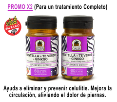 Prevenir Eliminar Celulitis. Mejorar Circulación CENTELLA, TÉ VERDE, GINKGO Comprimidos