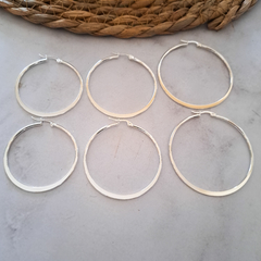 Argollas Planas Acero Blanco - comprar online