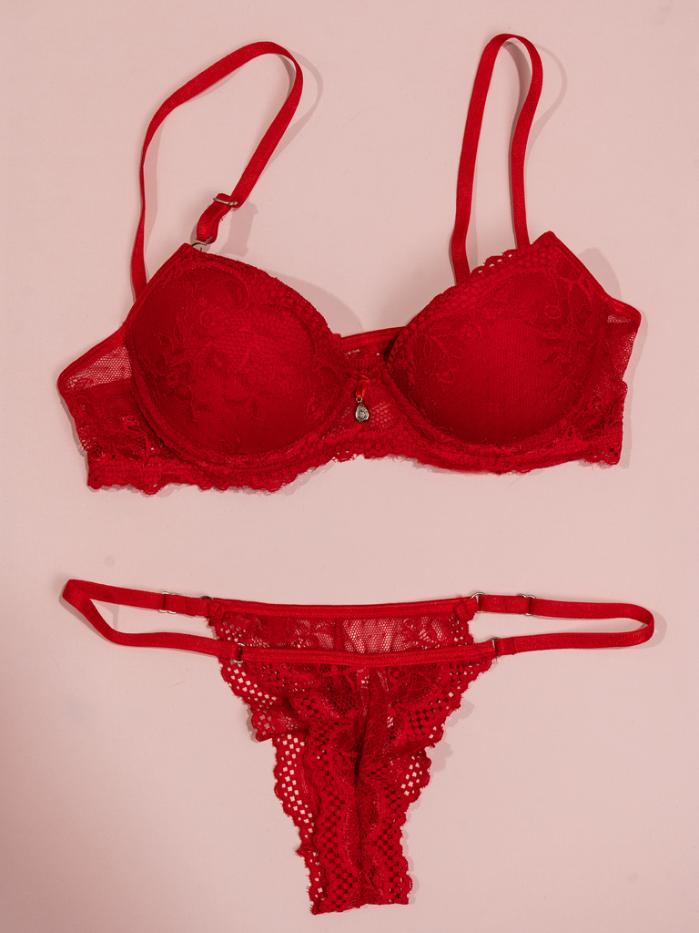 Corpiño rojo online de encaje