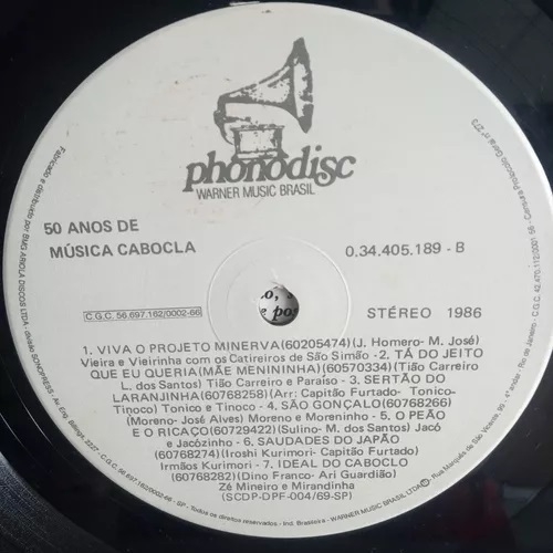 Lp 50 Anos De Música Cabocla - Vários Artistas