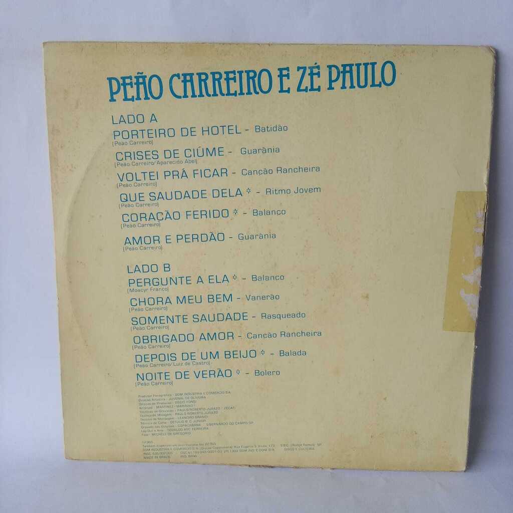 Disco de Vinil - Peão Carreiro E Zé Paulo-os Diplomatas º - Vinil Records