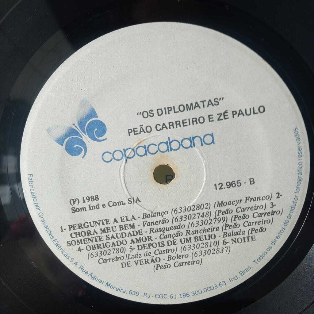 Peão Carreiro e Zé Paulo - Os Diplomatas º - Vinil Records