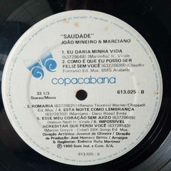 Lp João Mineiro e Marciano - Saudade - Sebo Casa Laranja