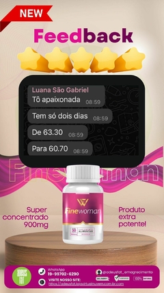 EMAGRECEDOR- FINEWOMAN 900MG- 30 DIAS DE TRATAMENTO - Adeus Fat