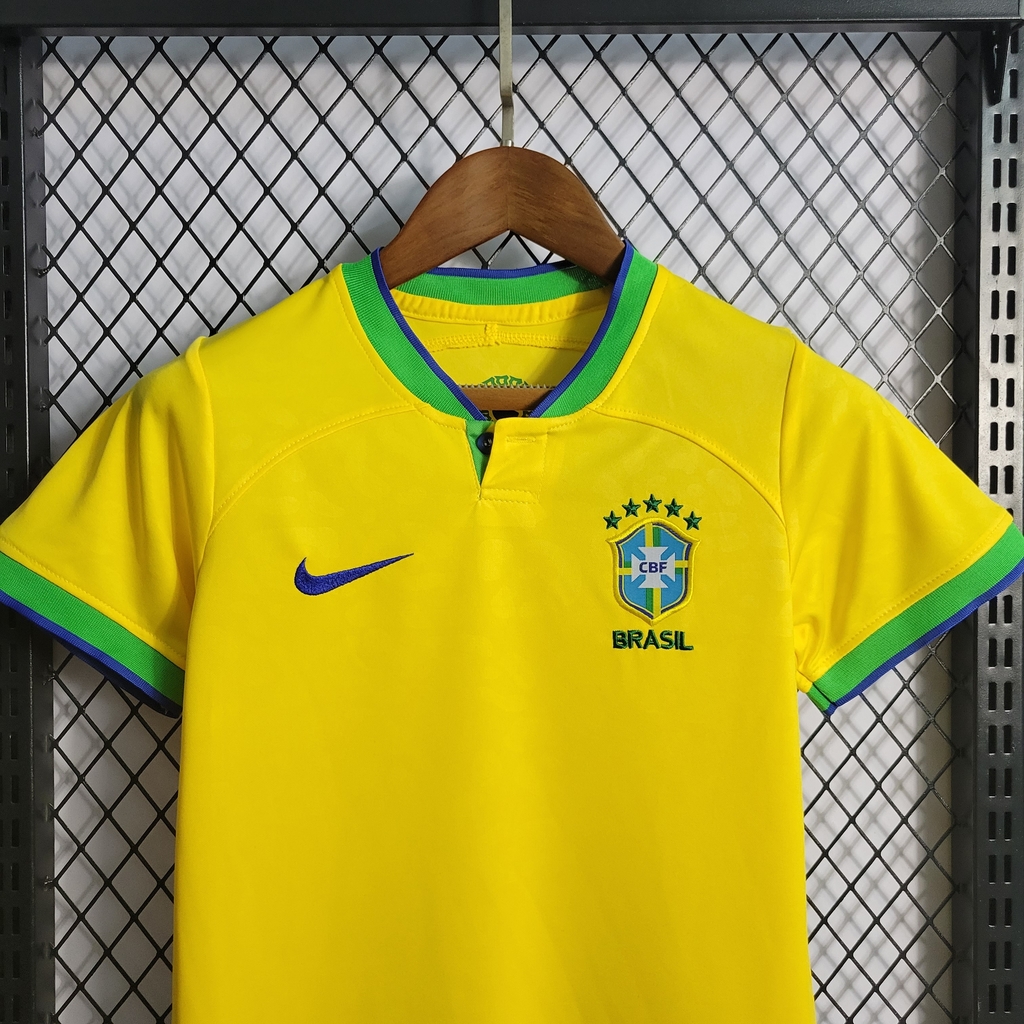 Kit Infantil Seleção Brasileira I 2022 Torcedor Nike UNISSEX - Amarela