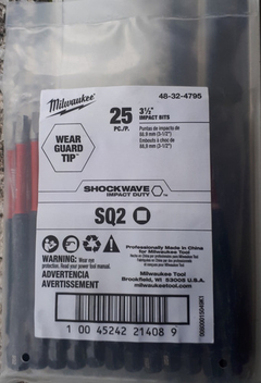 Punta Shockwave Sq2 X 3-1/2 Paqte 25 Pzas Milwaukee 48324795 - comprar en línea