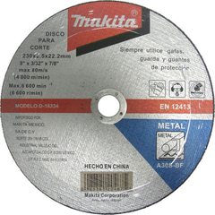 Disco Abrasivo Para Corte Metal 9 X 7/8 Makita D18334