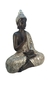 Buda meditando em resina na cor prata com espelhos grande - comprar online