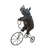 Escultura rinoceronte em resina andando no triciclo metal na internet