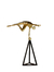 Escultura ginasta dourada resina base metal se equilibrando