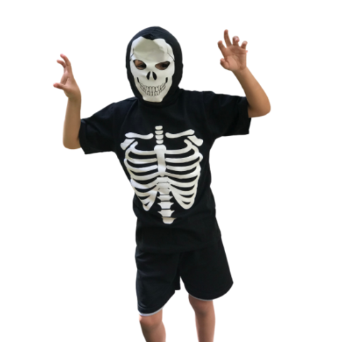 Remera con Capucha Esqueleto Disfraz