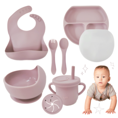 Set Alimentacion Bebe Plato Antideslizante Silicona Completo