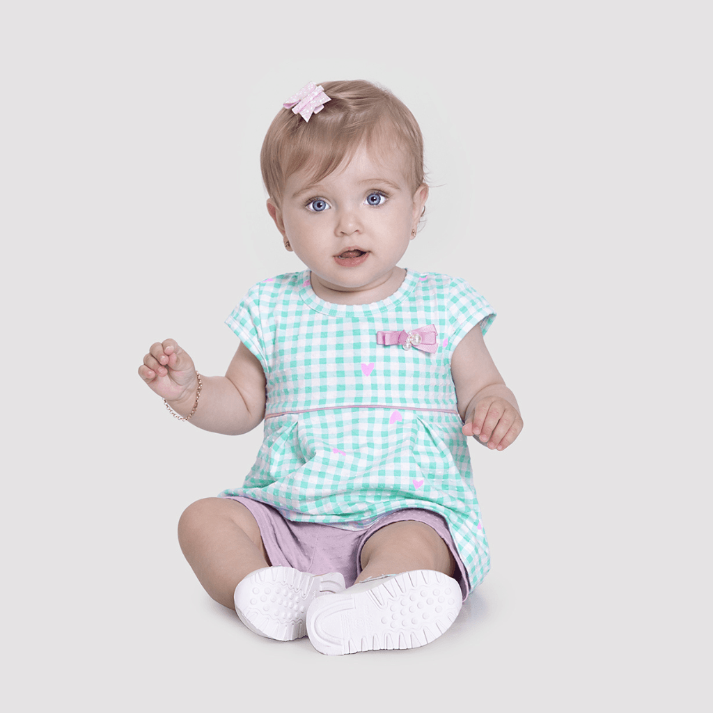 Camisa Xadrez Rosa Bebe para Menina