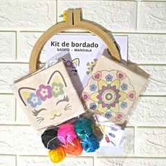 kit de Bordado Infantil - Gatito + Mandala