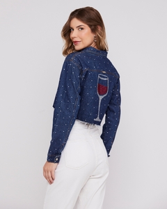 Jaqueta Jeans Cropped Escura - VinoWear