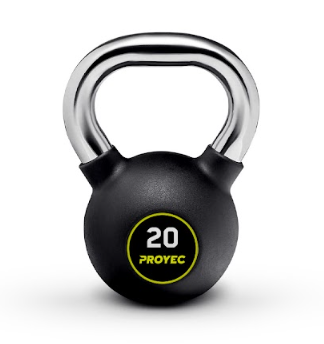 Kettlebell Pesa Rusa Recubierta en Goma con Mango Aluminio 20 kg
